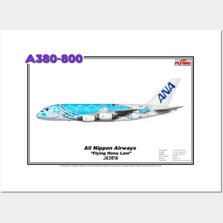 Airbus A380-800 - All Nippon Airways "Flying Honu Lani" (Art Print) Posters and Art